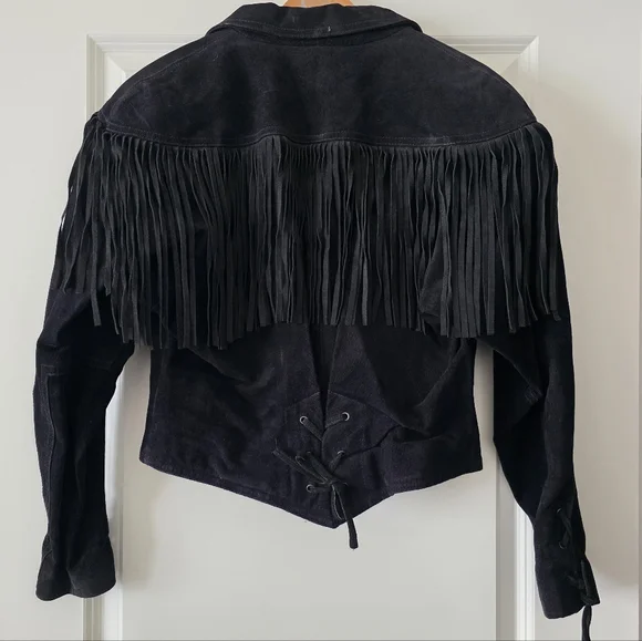 SOLD Vintage Wilsons Leather Suede Fringe Western Jacket Biker Gothic Rodeo - Picture 3 of 14